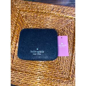 Kate Spade New York Black Glitter Jewelry Travel Case Zip Organizer NWT $149